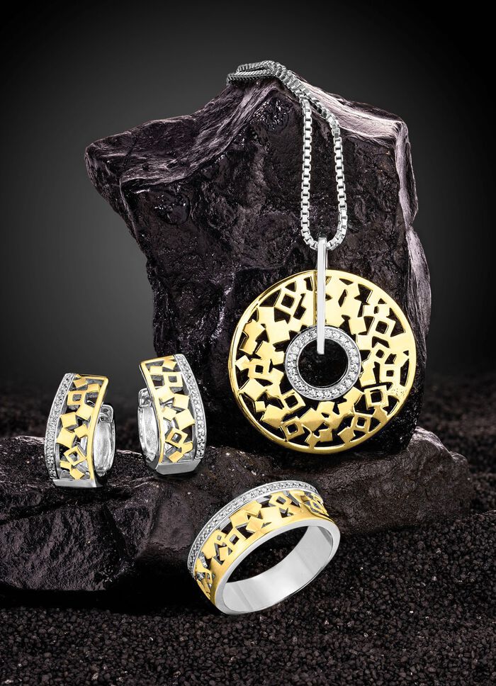 Schicker Anh&auml;nger in Bicolor mit Zirkonia 