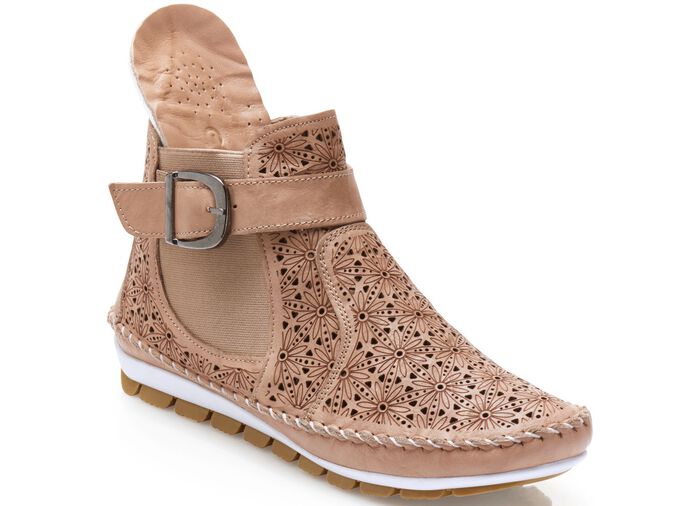 Gemini, sommerliche Damen-Stiefeletten, Weite G, mit herausnehmbarem Fussbett TAUPE