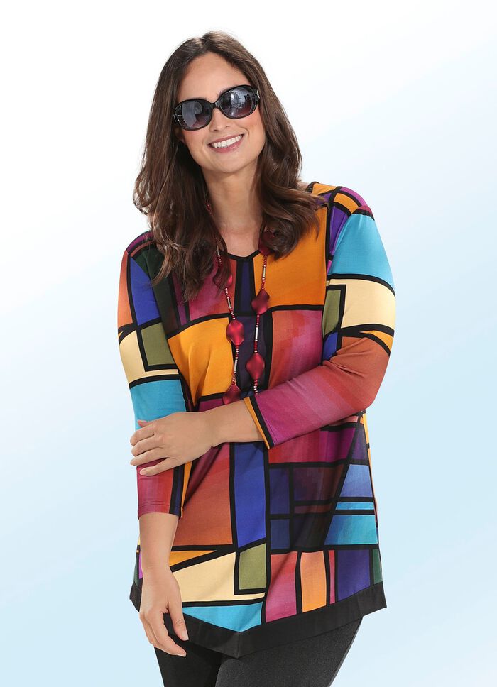 Ausdrucksvolles Longshirt mit V-Ausschnitt 