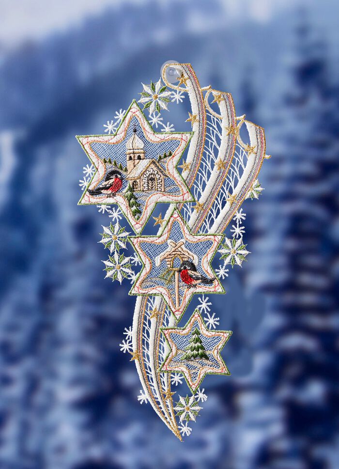 Fensterbild &laquo;3 Sterne mit Schweif&raquo; 