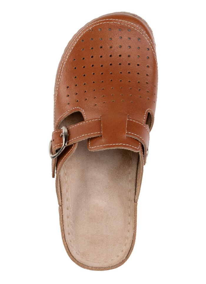 ELENA EDEN, sommerliche Damen-Clogs, Weite G, mit verstellbarer Schliesse COGNAC
