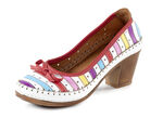 Gemini Pumps aus Rind-Nappaleder mit Schleife WEISS-MULTICOLOR