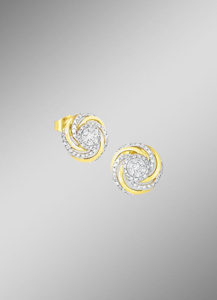 Interessante Ohrstecker mit 14 Brillanten und 90 Diamanten 