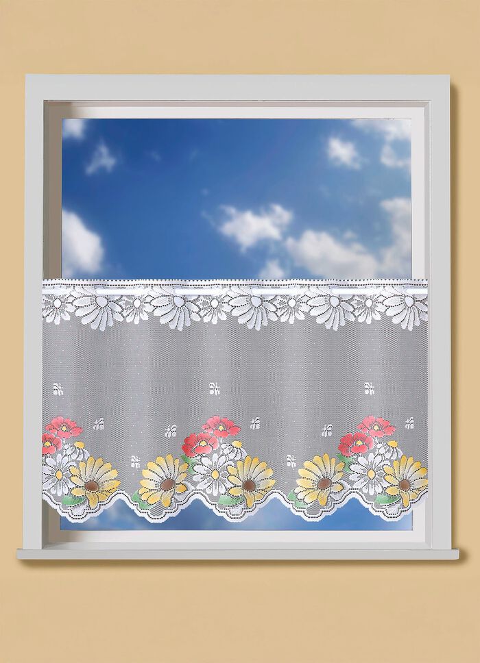 Handcolorierter Kurzvorhang mit Stangendurchzug 