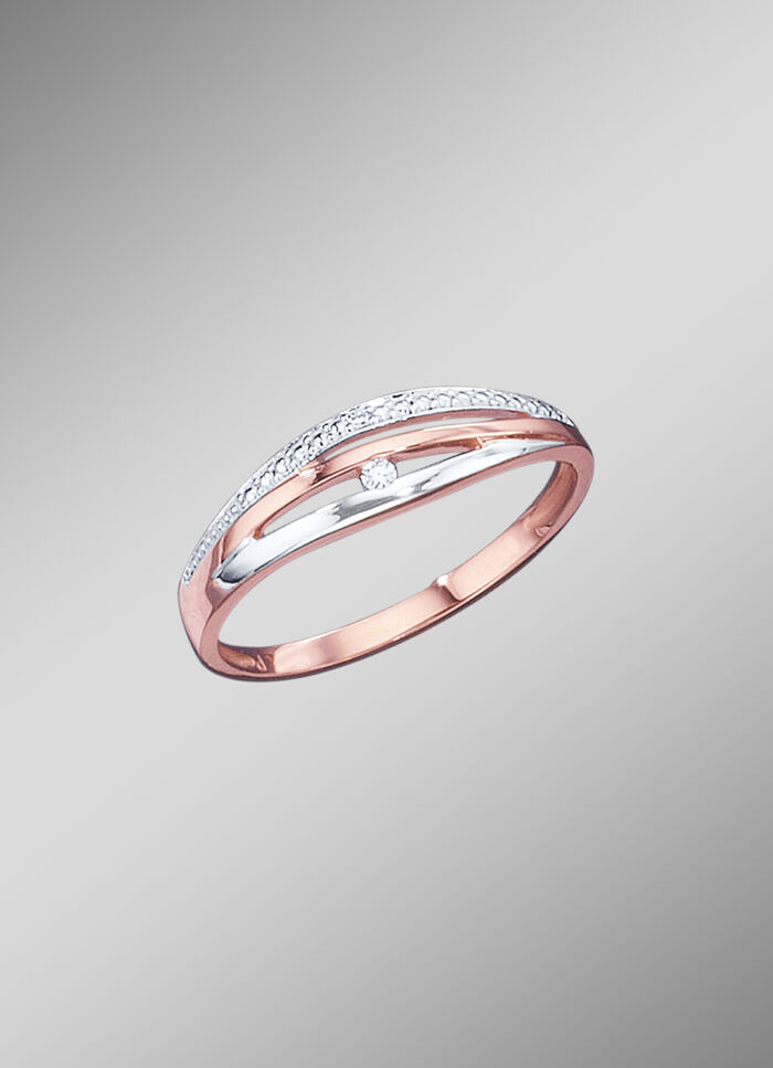 Eleganter Damenring in Bicolor mit Brillanten 