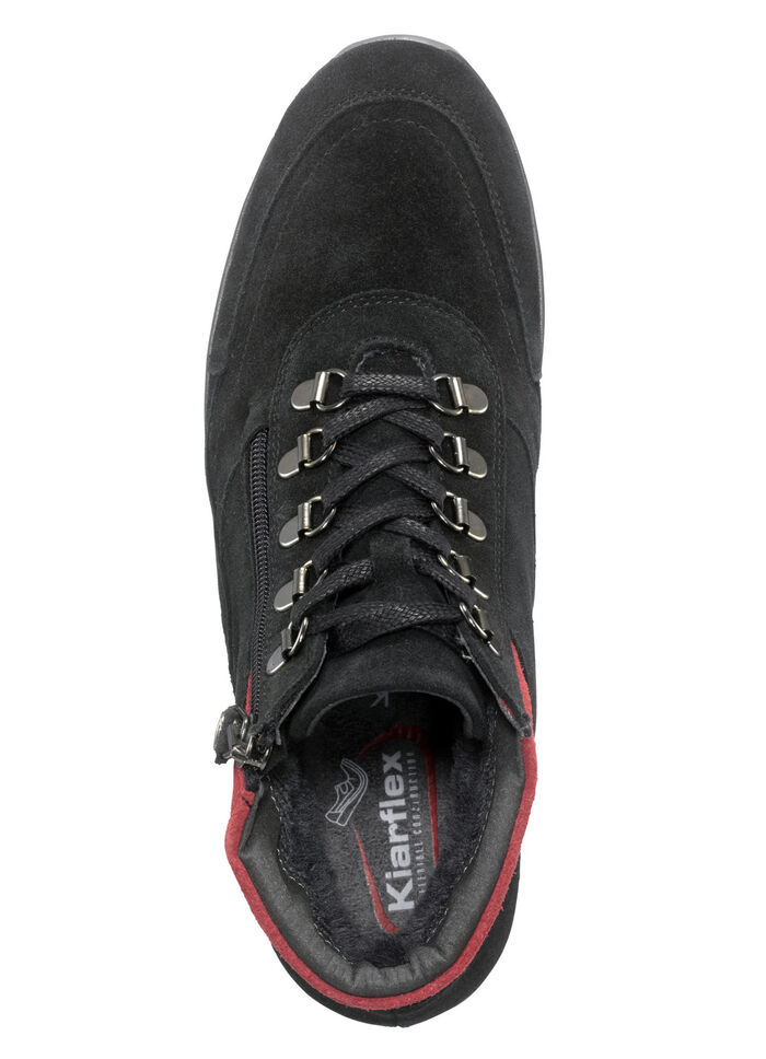 Schnür-Bootie mit praktischem Seiteneissverschluss SCHWARZ-ROT