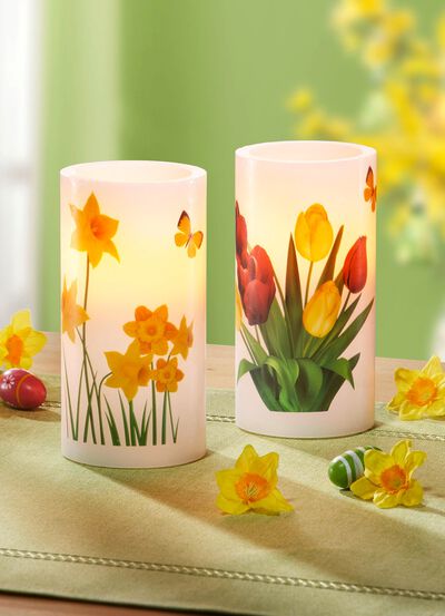 LED-Echtwachskerzen, 2er-Set, mit Flackereffekt 