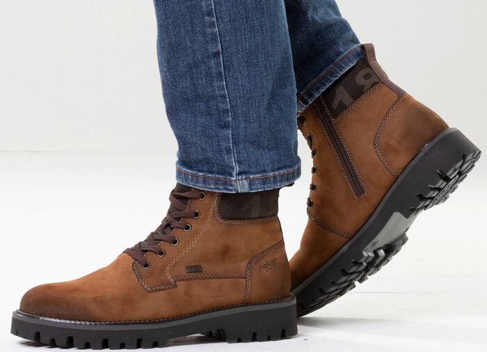 Rieker, gefütterte Herren-Boots, Winterschuhe, Weite H, mit Reissverschluss COGNAC