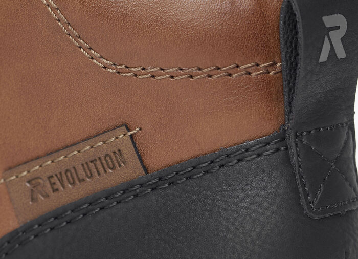 Rieker Schn&uuml;r-Boot aus schattiertem Nappaleder BRAUN-SCHWARZ