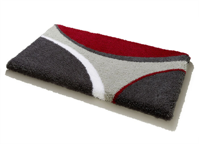 Badgarnitur mit rutschhemmendem TPR-Rücken GRAU-ROT