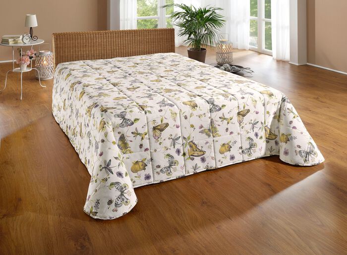Tagesdecke und Kissenbez&uuml;ge mit Schmetterlingsmotive BEIGE