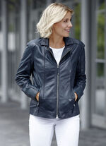 Lederkurzjacke von «Cabrini» DUNKELBLAU