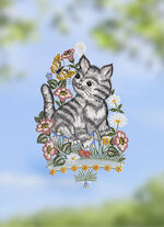 Fensterbild aus echter Plauener Spitze 