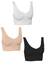Nahtloser Komfort-BH 3er-Set SCHWARZ-WEISS-HAUT