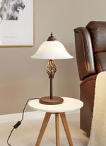 Tischlampe aus Metall mit Glasschirm 