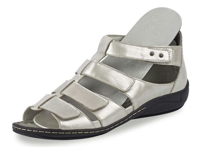 Waldl&auml;ufer Riemchen-Sandalette in sommerlichem Stil MATTSILBER