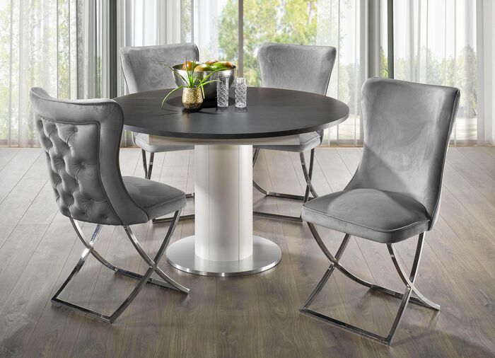 Aussergew&ouml;hnlicher Tisch mit Auszug WEISS-SCHWARZ