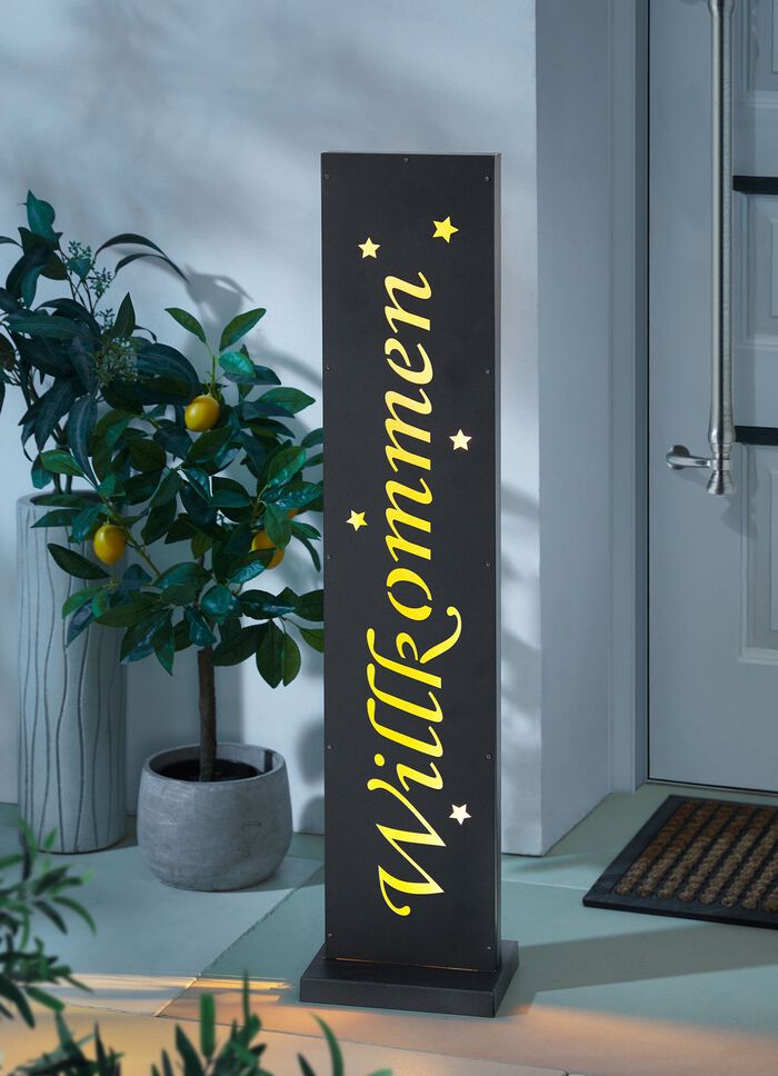 LED-Stele &raquo;Willkommen&raquo; aus Metall 