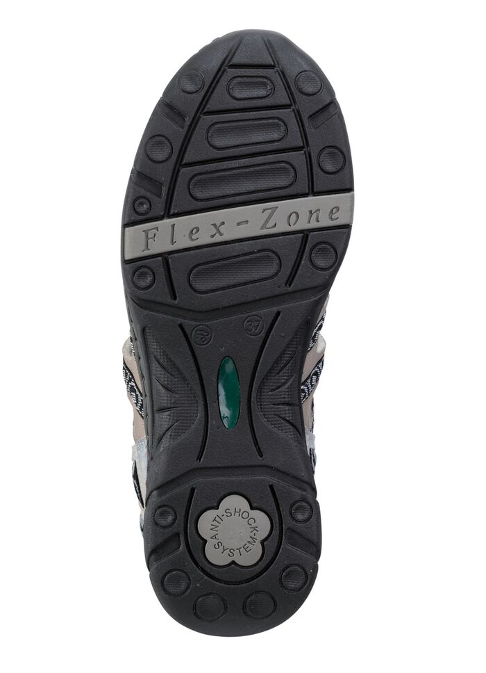 ELENA EDEN Sandale mit Textilbord&uuml;re GRAU-TAUPE