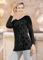 Schwarzes Shirt mit Flockdruck, 