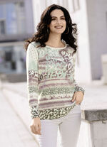 Pullover mit Kaschmir MINT-ECRU-MULTICOLOR
