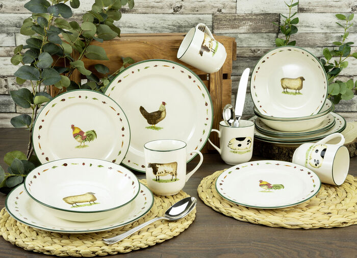 Kombi-Service, 16-teilig mit Landhaus-Motiv 