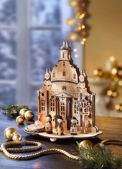 Teelichthalter Dresdner Frauenkirche aus Holz 