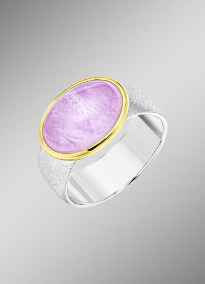 Damenring in Bicolor mit Milky-Kunzit 