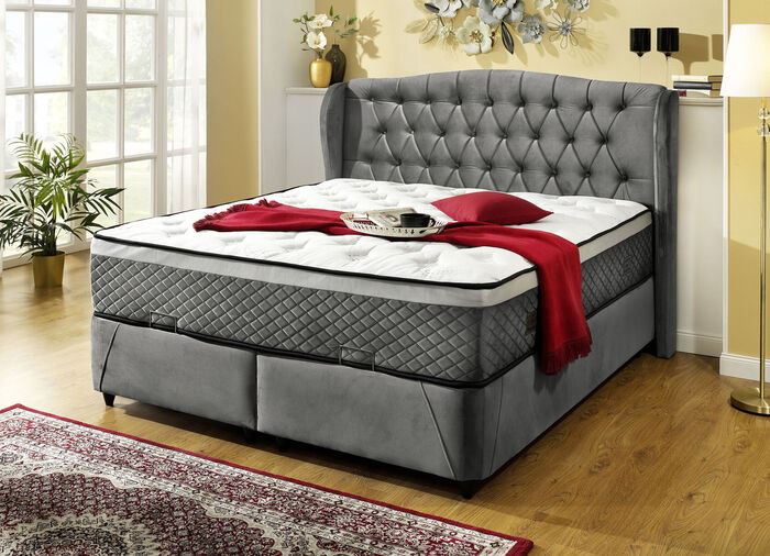 Komfortables Boxspringbett für traumhaft schöne Nächte GRAU