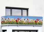 Balkon-Bespannung mit eingearbeiteten Metall-Ösen BUNT