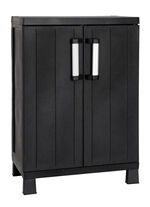 Geräteschrank Garage mit Holzlamellen-Effekt SCHWARZ