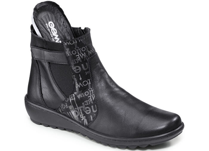 Gemini Stiefelette aus teilweise bedrucktem Rind-Nappaleder SCHWARZ