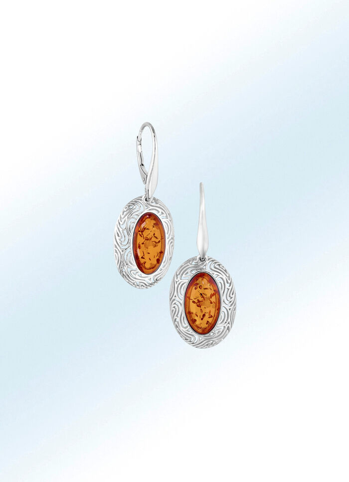 Interessante Ohrringe mit Bernstein 