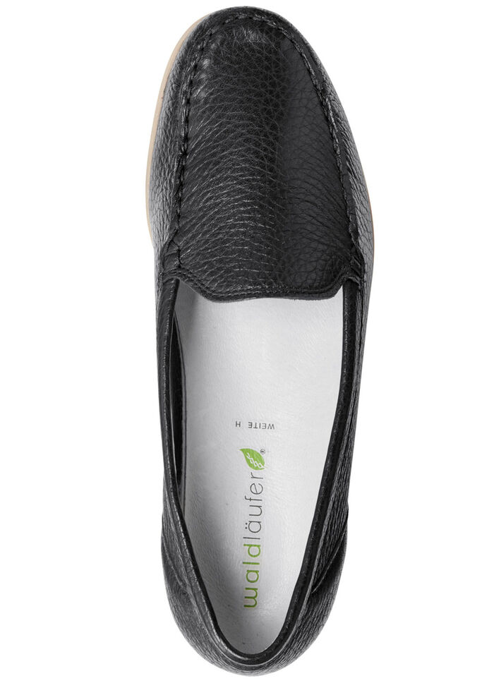 Waldläufer Slipper aus edlem, genarbtem Hirsch-Nappaleder SCHWARZ