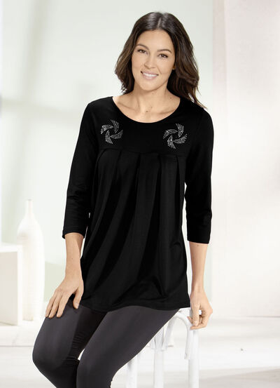 Longshirt mit Zierplättchen in 3 Farben 