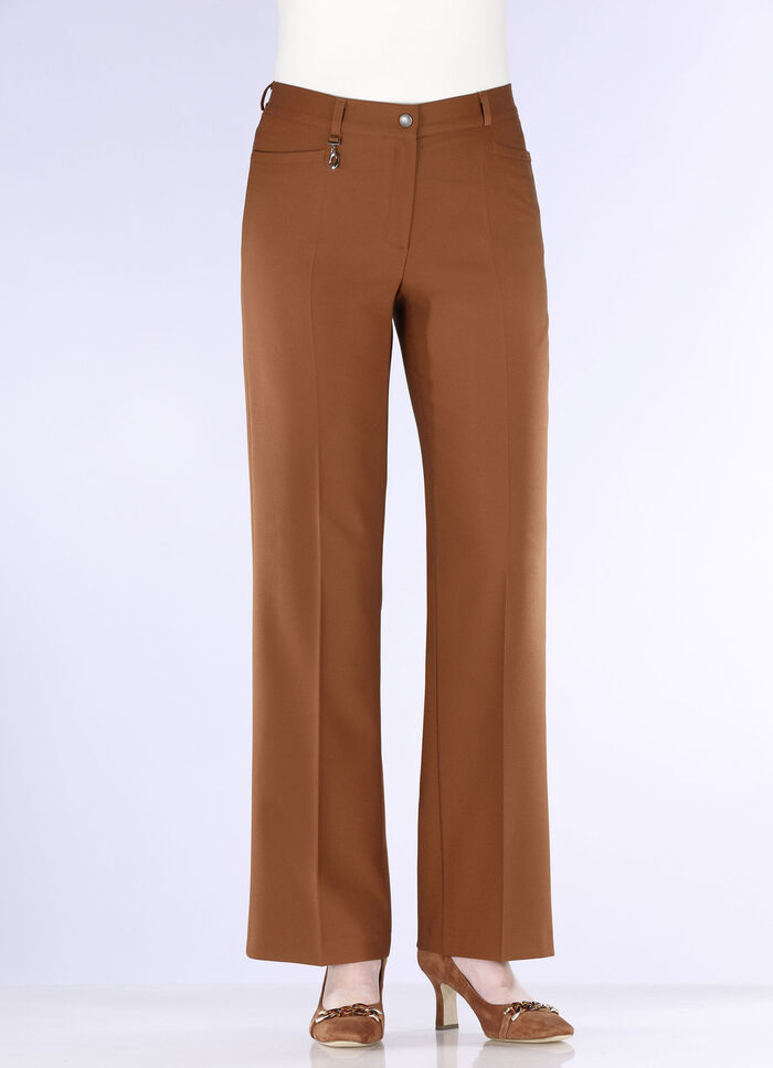 Elegante Hose mit apartem Zieranhänger COGNAC