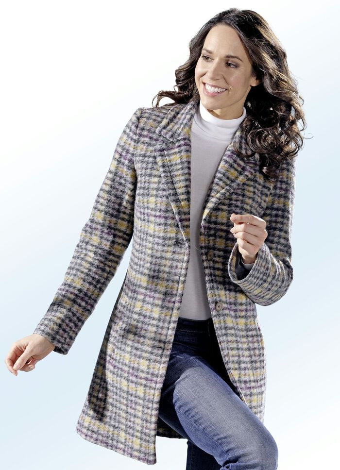 Longjacke mit Hahnentritt-Dessin 