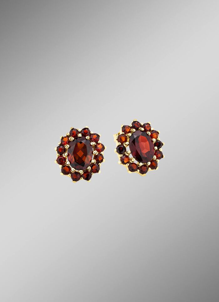 Bl&uuml;tenf&ouml;rmige Ohrstecker mit Granat 