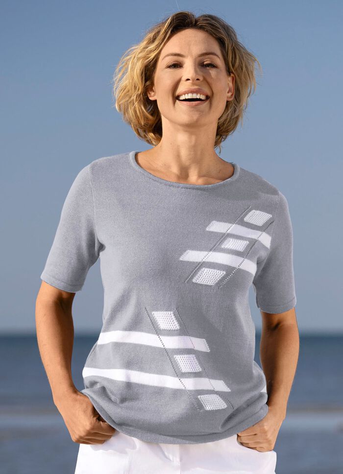 Pullover mit Intarsien-Vorderteil 