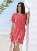 Frottier-Kleid mit durchgehender Knopfleiste KORALLE