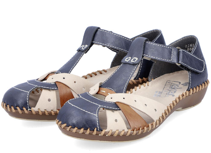 Rieker Sandale in schickem Dessin MARINE-BEIGE-COGNAC