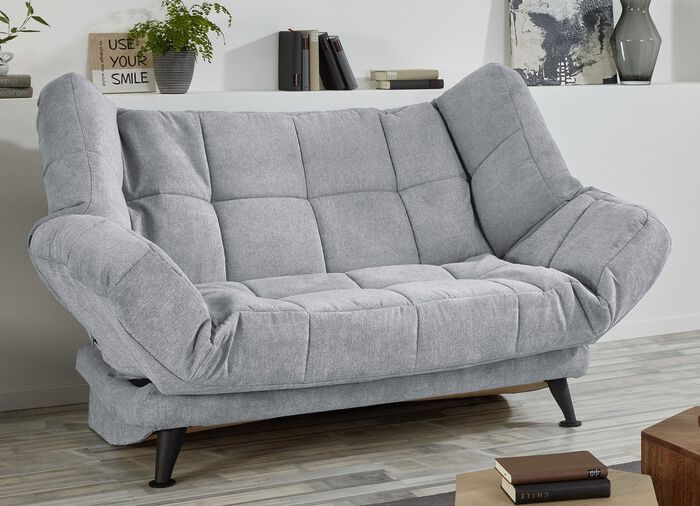 Schlafsofa mit Armteil- und R&uuml;ckenverstellung HELLGRAU