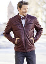 Lederkurzjacke mit Zierstepp 