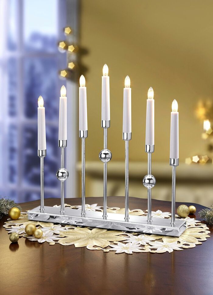 Leuchter, 7-flammig, aus Metall SILBER