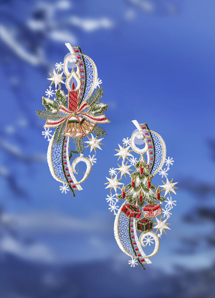 Fensterbild Kerze und Baum, 2er-Set 