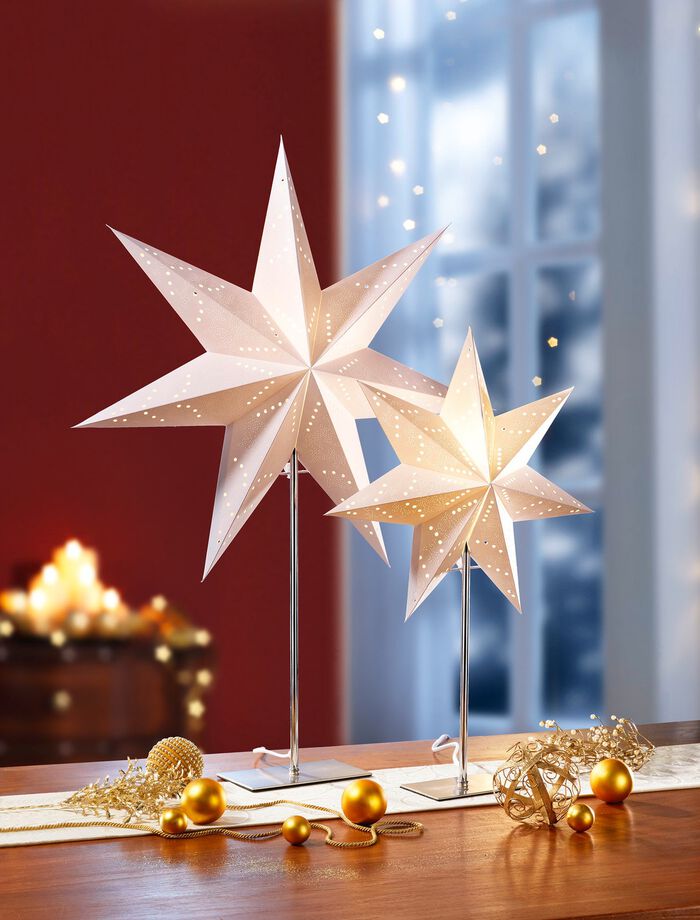 Tischlampe Stern mit Standfuss aus Edelstahl 