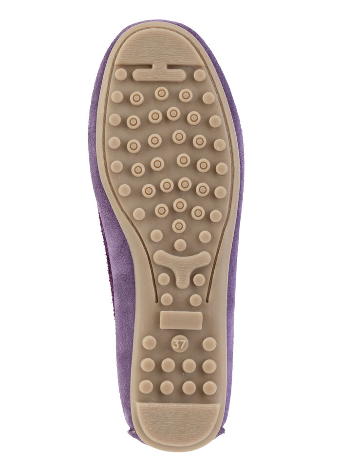 ELENA EDEN Mokassin-Slipper aus geschmeidigem Rind-Veloursleder LILA