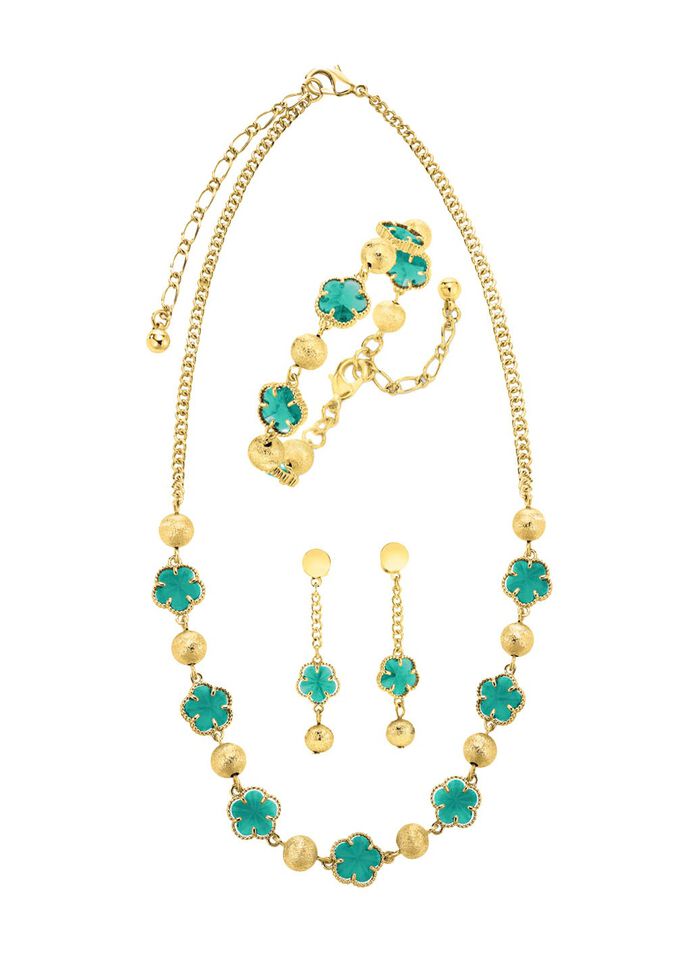 Schmuckset, 3-teilig, im Blumendesign 