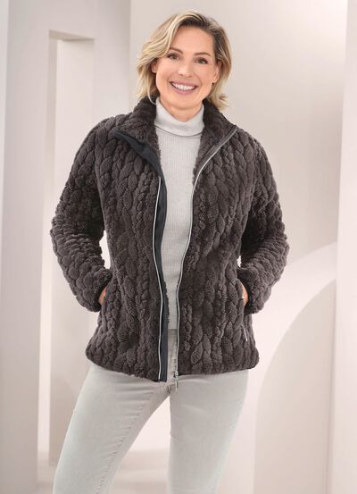 Fleecejacke mit Zopfmuster 