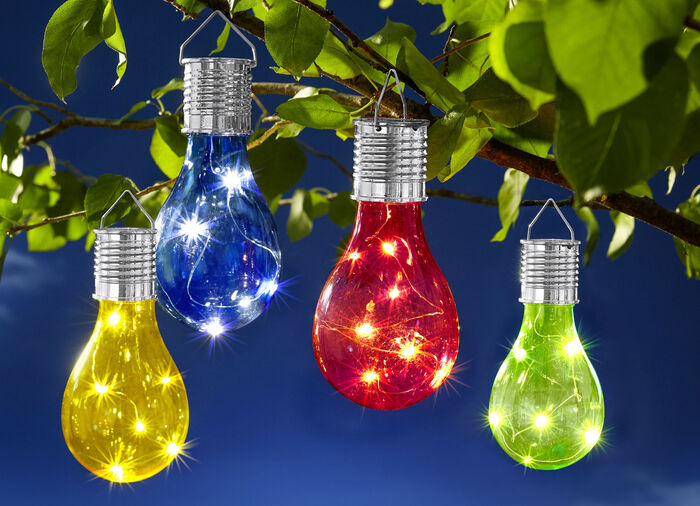 Solar-Glühbirnen, bunt, 4er-Set 